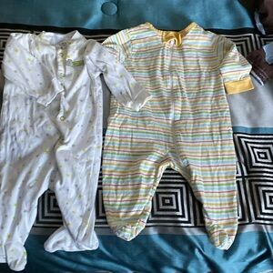 Carters Infant cotton sleepers set of two yellow white 3 month baby
